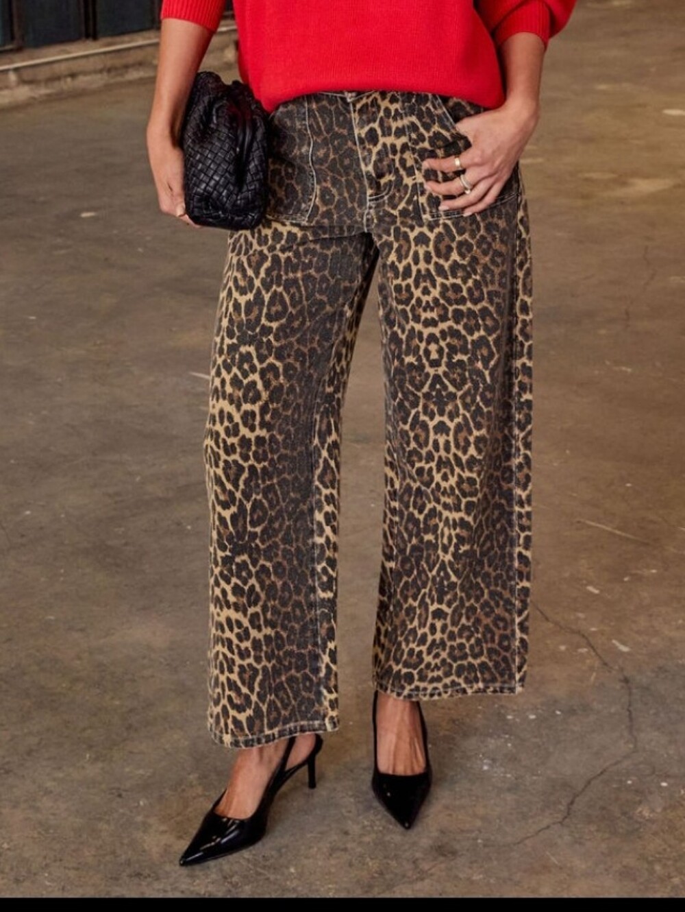Vici Leopard Print Jeans in Tan and Black